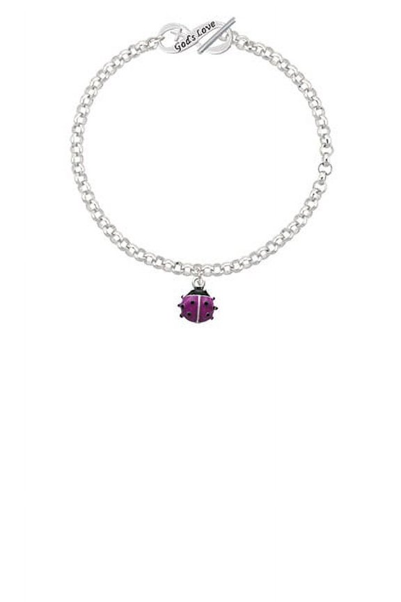 Mini Hot Purple Ladybug God's Love Infinity Toggle Chain Bracelet