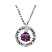 Mini Hot Purple Ladybug Gymnastics Mom Affirmation Ring Necklace