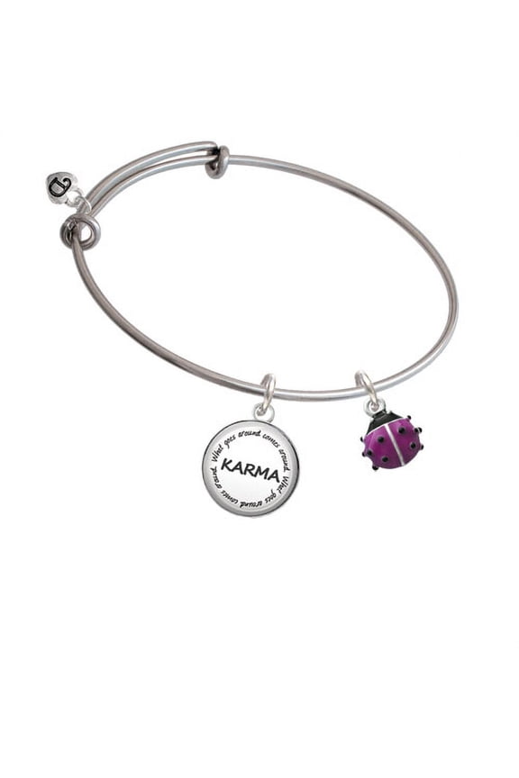 Mini Hot Purple Ladybug Karma Bangle Bracelet