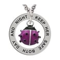thumbnail image 1 of Mini Hot Purple Ladybug Keep Her Safe Both Day And Night Affirmation Ring Necklace, 1 of 1