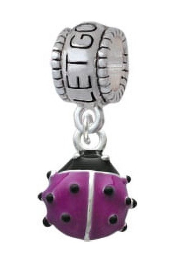 Mini Hot Purple Ladybug - Let Go Let God Charm Bead