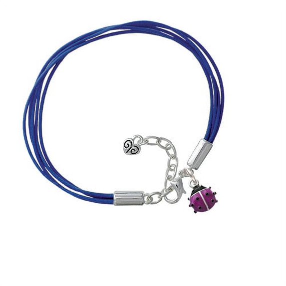Mini Hot Purple Ladybug Navy Leather Aruba Bracelet