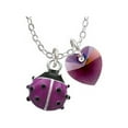 thumbnail image 1 of Mini Hot Purple Ladybug  - Purple Crystal Heart Sophia Necklace, 18"+1", 1 of 2
