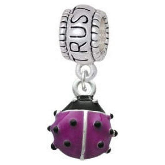 Mini Hot Purple Ladybug - Trust In God Charm Bead