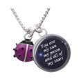 thumbnail image 1 of Mini Hot Purple Ladybug You are My Sun Glass Dome Necklace, 18"+2", 1 of 1