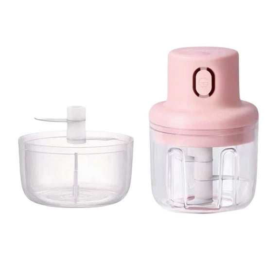 Mini Household Electric Garlic Masher Food Supplement Blender Cooking Meat Grinder New Garlic Masher,1 x food processor 1 x garlic pounder,Pink