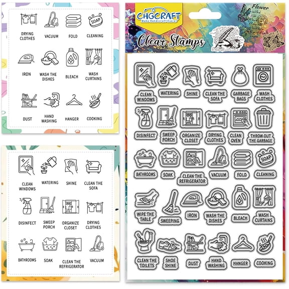 Mini Housework Icon Print Pattern Clear Stamps Silicone Stamp Seal