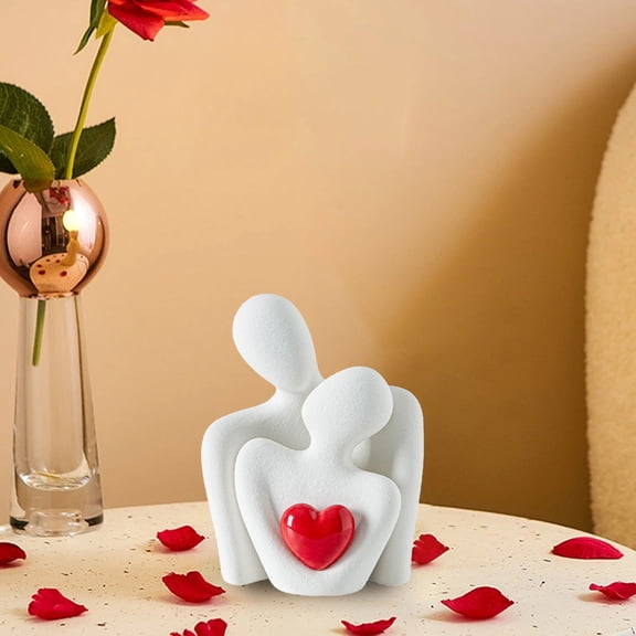 Mini Hugging Couple Statue Ceramic Lover Figurine Home Decor is a Romantic Gift for Her on Wedding Anniversary and Valentines, TV Stand Decoration Knick Knacks for Shelves(Big)