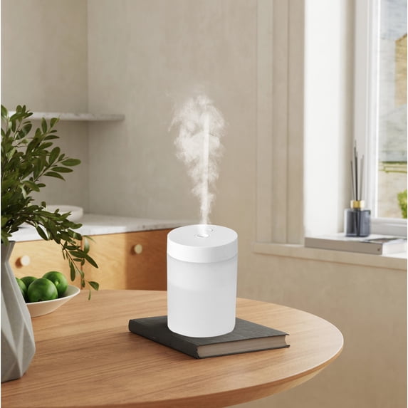 Mini Humidifier for Bedroom Home Office, Cool Mist USB Humidifier for Dry Air, Quiet and Portable Mini Water Mist Device for Baby Room, Living Room and Indoor Plants