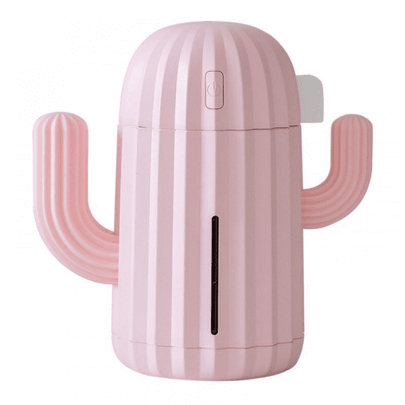 Mini Humidifier Single Room Humidifiers with Night Light Portable Cactus Air humidifier for for Yoga, Office, spa, Bedroom,Baby Room,Silica Gel Diffuser for tap Water only(Pink)