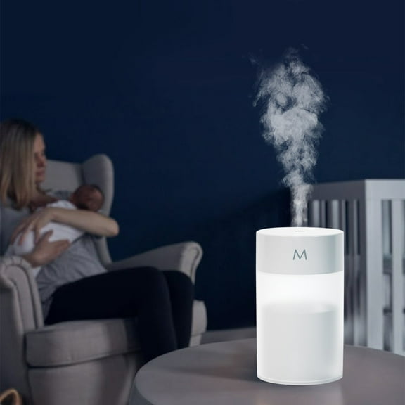 Mini Humidifier with Colorful Night Light, Quiet Mist Spray for Bedroom and Office Desk Use(White)