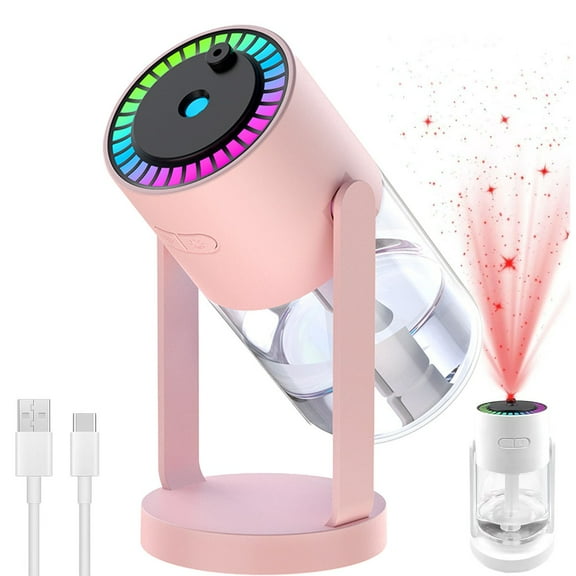 Mini Humidifier with Starry Sky Projection, USB Personal Desktop Humidifier for Car, Office Room, Bedroom,etc. Auto Shut-Off, 2 Mist Modes (Pink)