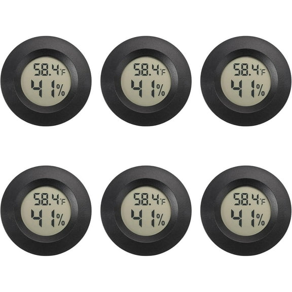 Mini Hygrometer Digital Thermometer Humidity Meter 6 Pack Hygrometer Thermometers Indoor/Outdoor Humidity Monitor Reptile Thermometer for Humidors Greenhouse Garden Cellar Fahrenheit(℉)/ Celsius(℃)