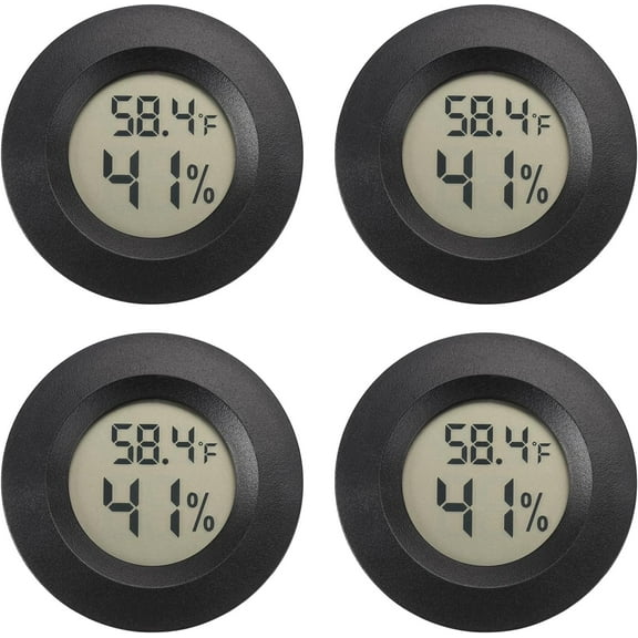 Mini Hygrometer Digital Thermometer Humidity Meter Hygrometer Thermometers Indoor/Outdoor Humidity Monitor Reptile Thermometer for Humidors Greenhouse Garden Cellar Fahrenheit(℉)/ Celsius(℃) 4 Pack