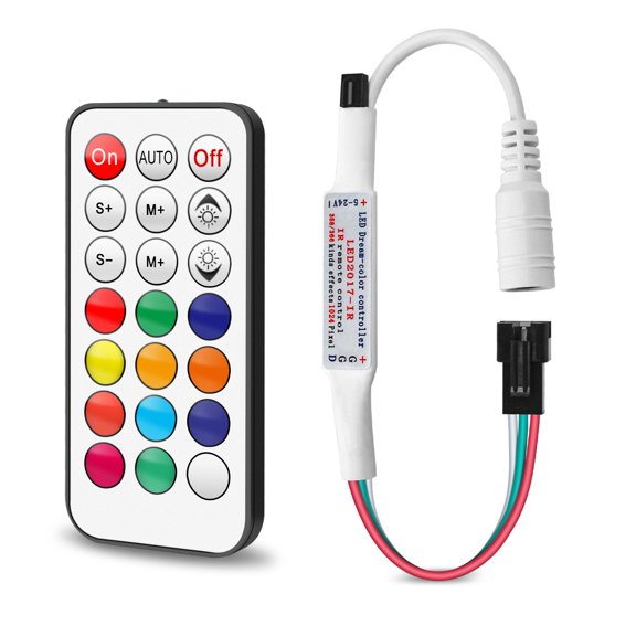 Mini IR Remote LED Controller 5-24V 21Key 366 Modes WS2812B WS2811 1024