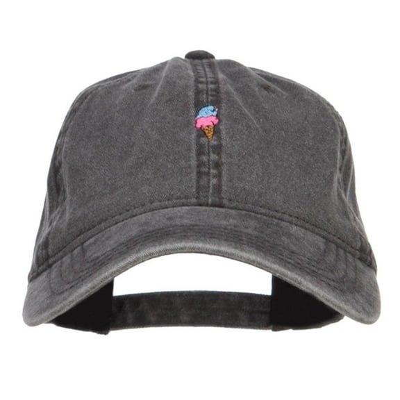 Mini Ice Cream Embroidered Washed Cap - Black OSFM