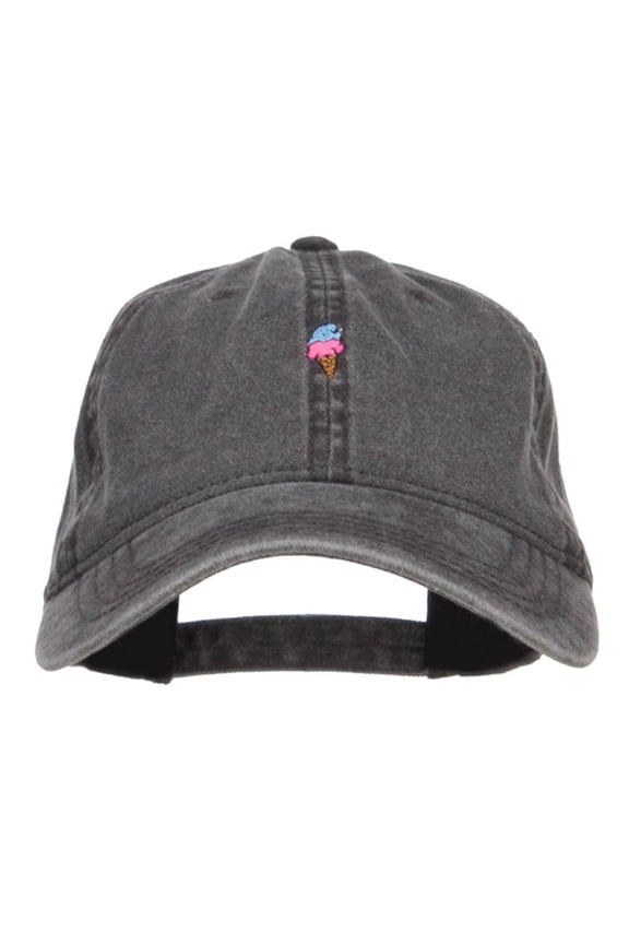 Mini Ice Cream Embroidered Washed Cap - Black OSFM