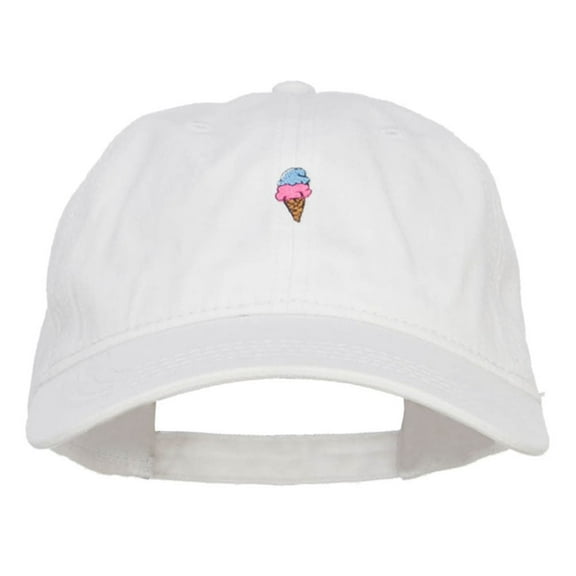 Mini Ice Cream Embroidered Washed Cap - White OSFM