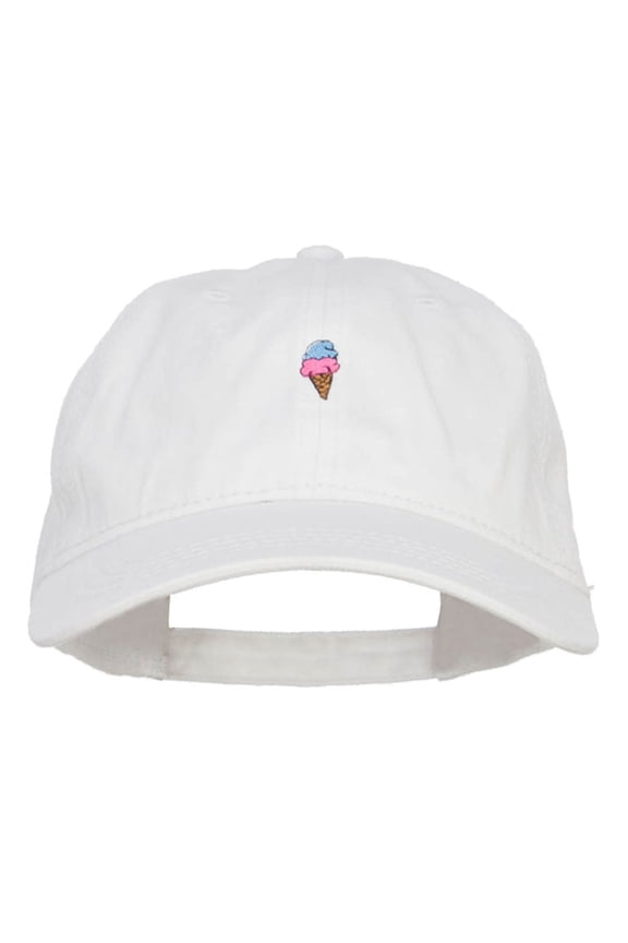 Mini Ice Cream Embroidered Washed Cap - White OSFM