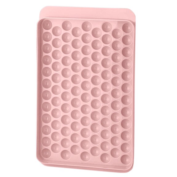 Mini Ice Cube Tray, 104 Grids Tiny Pebble Ice Mold for Freezer, Round Ice Cube Tray 9.65"x5.71", Easy Twist Release Stackable for Iced Coffee , Pink