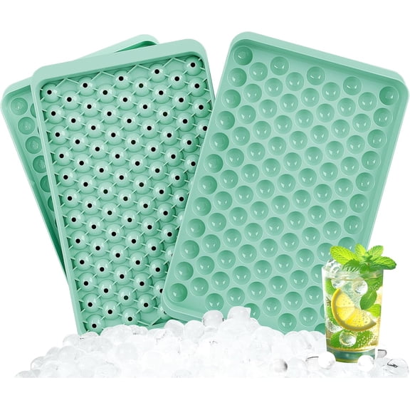 Mini Ice Cube Tray, Small Round Ice Cube Molds 104x3 PCS Tiny Pebble balls, Crushed Ice Trays for Freezer with Lid, Easy Release Nugget Ice Ball Maker for Chilling Drink, Coffee, and Juice