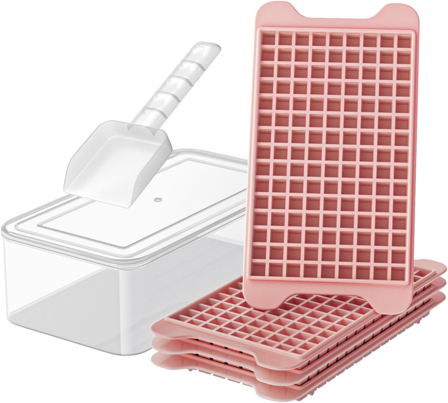 Mini Ice Cube Tray with Bin Easy Release Iced Maker Trays for Freezer