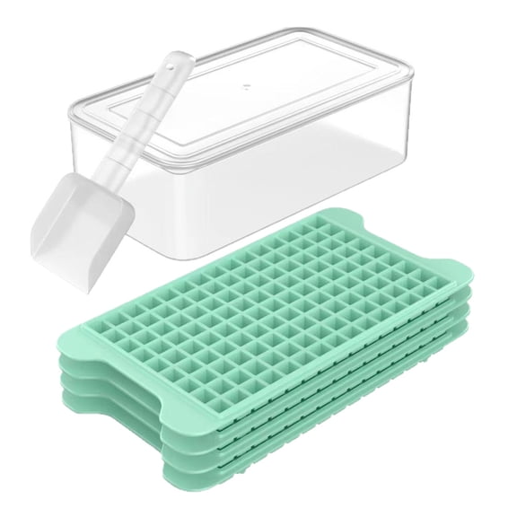 Mini Ice Cube Tray with Lid and Bin: Small Ice Trays for Freezer - Easy Release Nugget Ice Tray with Lid - Green