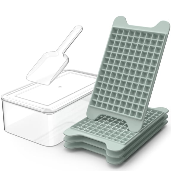 Mini Ice Cube Tray with Lid and Bin: TINANA 117×4 PCS Small Ice Trays for Freezer - Easy Release Nugget Ice Tray with Lid - Gray