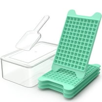 Mini Ice Cube Tray with Lid and Bin: TINANA 117×4 PCS Small Ice Trays for Freezer - Easy Release Nugget Ice Tray with Lid - Green