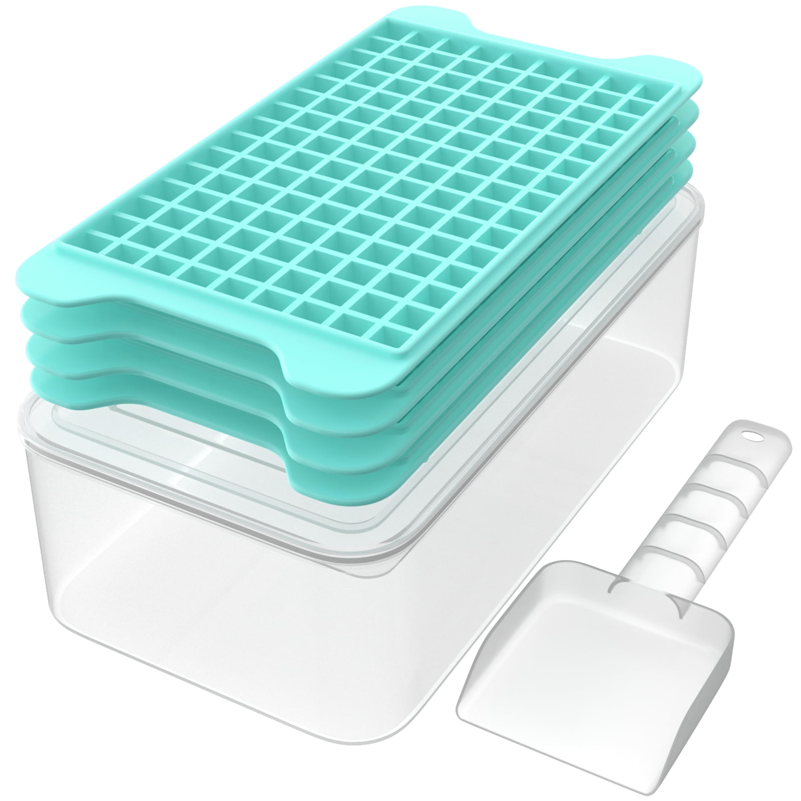 InnOrca Ice Cube Tray with Lid and Storage Bin for Freezer, Easy-Release 55  Mini Nugget Ice Tray with Spill-Resistant Cover,Container, Scoop, Flexible  Durable Plastic Ice Mold & Bucket, BPA Free,Green 