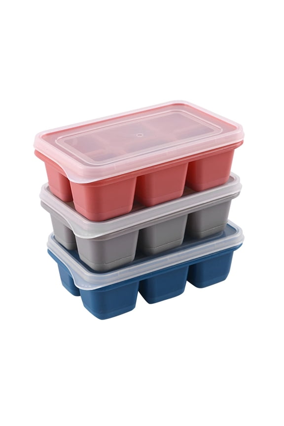 Mini Ice Cube Trays for Freezer, 3 Pack Small Ice Cube Trays with Lids, Easy-Release Flexible Bottom, Stackable Ice Cube Molds for Mini Fridge, Dorm, RV, Travel,Blue - One Size