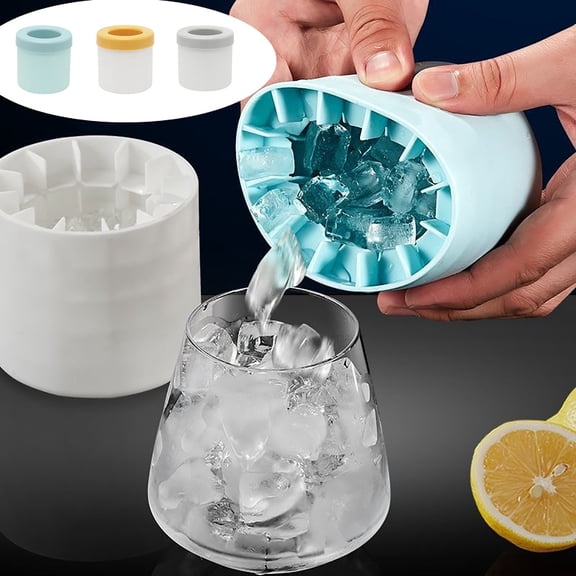 Mini Ice Cylinder,Ice Molds,3IN Cylinder Silicone Ice Cubes Mold for Freezer, Reuseable Ice Cubes Mold Cup Holds 60 Ice Cubess, Mini Ice Cubes Make Trays, Easy Release(Blue)