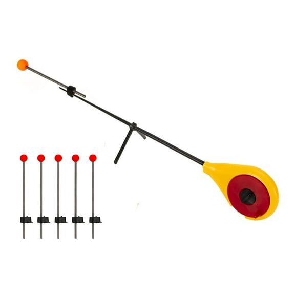 Mini Ice Fishing Rod Ultra-Light ABS Pole Tip Portable Fish Trackle Accessories For Outdoor Winter - with 5Pcs Large/Small Red Ball Spring