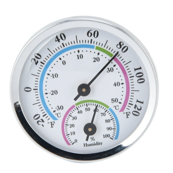 Mini Indoor Thermometer Hygrometer 2 in 1 Compact Structure Clear Scale Silver Humidity Monitor Gauge for Greenhouses