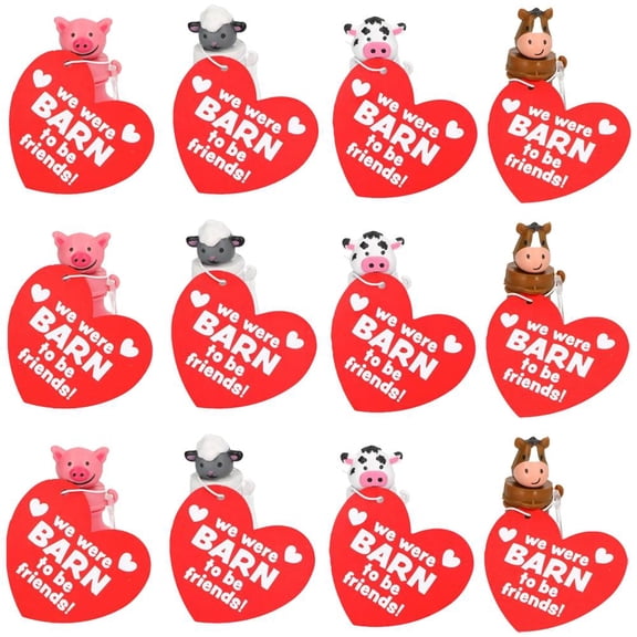 Fun Express Mini Barnyard Bubble Bottle Valentine Exchanges with Card for 12