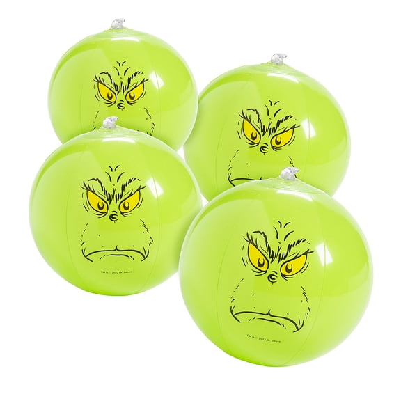 Mini Inflatable 5" Dr. Seuss The Grinch Vinyl Beach Balls - 12 pieces