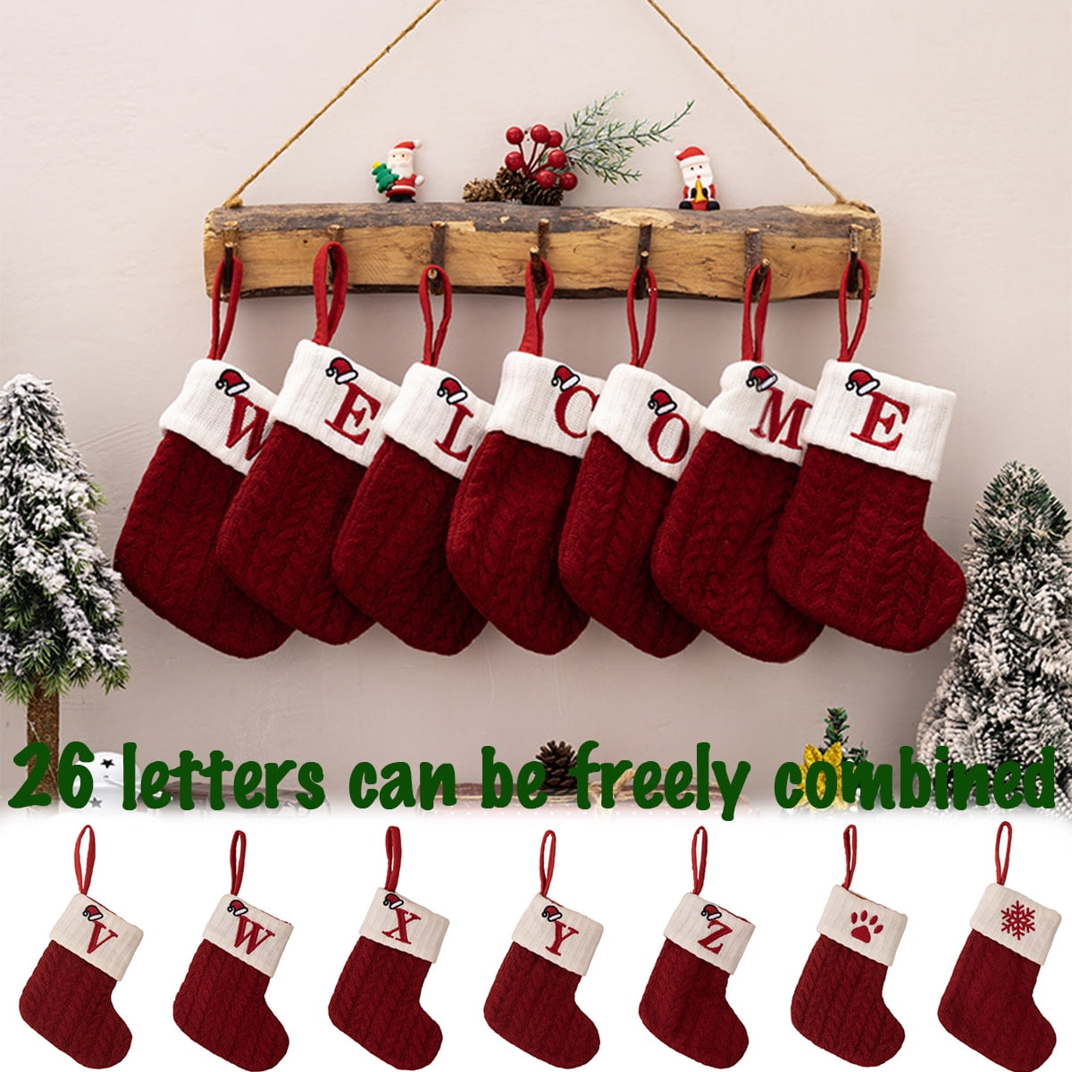 Mini Initial Christmas Stocking Monogram Embroidered Christmas Stocking