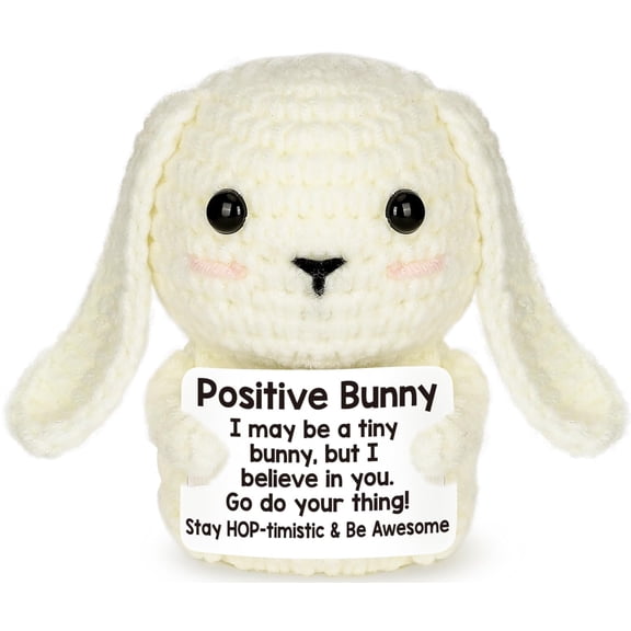 Mini Inspirational Positive Crochet Animals Bunny Cute Easter Basket Essentials Stuffers for Teen Funny Easter Egg Things for Kids Friend Emotional Motivational Graduation Birthday for Him Her