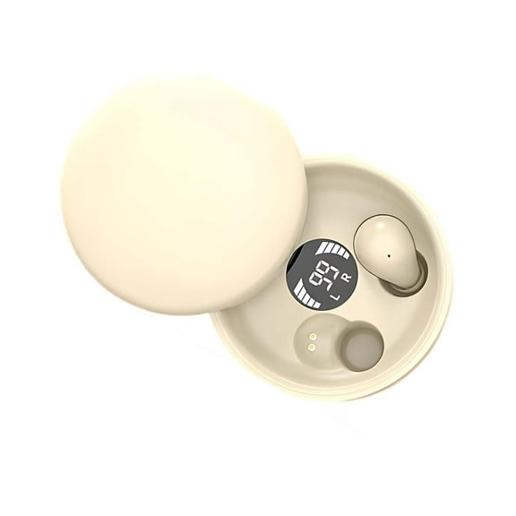 Mini Invisible Headphones Bluetooth 5.4, True Wireless in Ear Earphones, 2025 New Noise Cancelling Headphones for Sleeping, with LED Screen for Sleeping, Working (Beige)