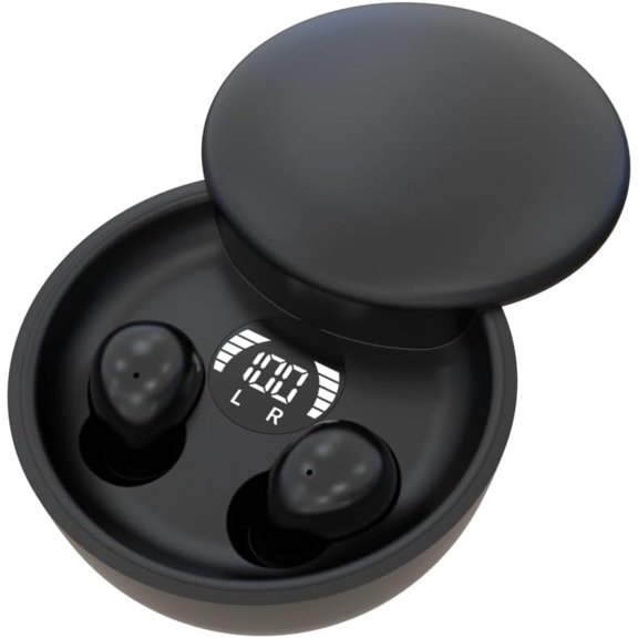 Mini Invisible Headphones Bluetooth 5.4 True Wireless Hidden in-Ear Earphones Sport Audio Earbud,Comfortable Mini Earbuds for Sleep Friendly Side Sleeping Earphones, for Work (Black)