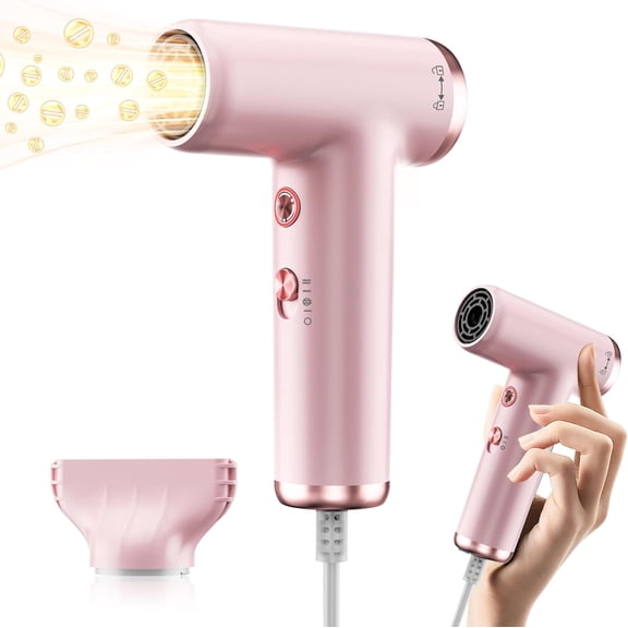 Mini Ionic Hair Dryer, 4 Temperature Settings, 2 Speeds, Lightweight Portable Travel Blow Dryer, 110000 RPM, Pink