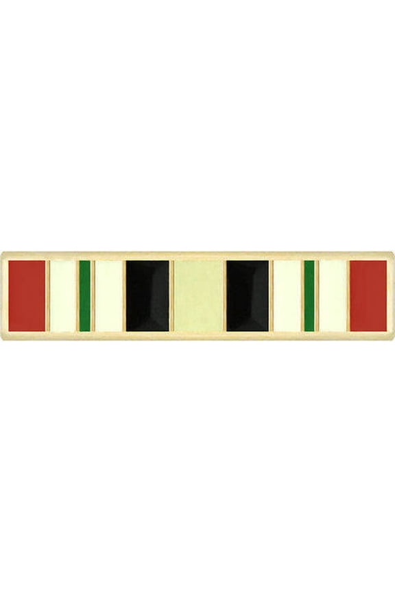 Mini Iraq Campaign Ribbon Pin  0.6875"  0.125"  Hat/Lapel  Enamel - Novelty Pin