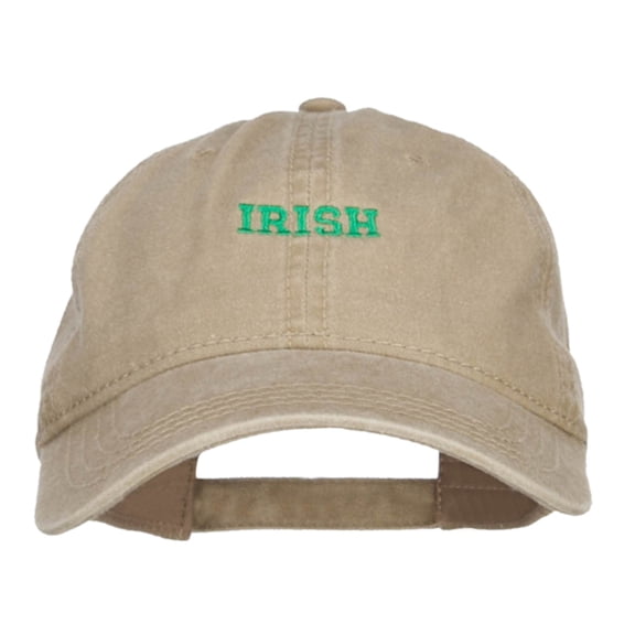 Mini Irish Embroidered Washed Cap - Khaki OSFM