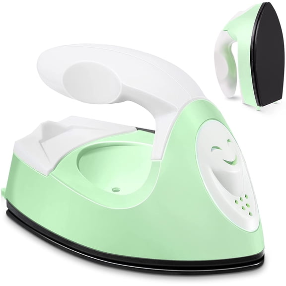 Mini Iron Heat Press for DIY Crafts, Sewing, Heat Transfer, Bead Perler, Doll Clothes - Portable, Fast Heating, Easy to Use(Green)