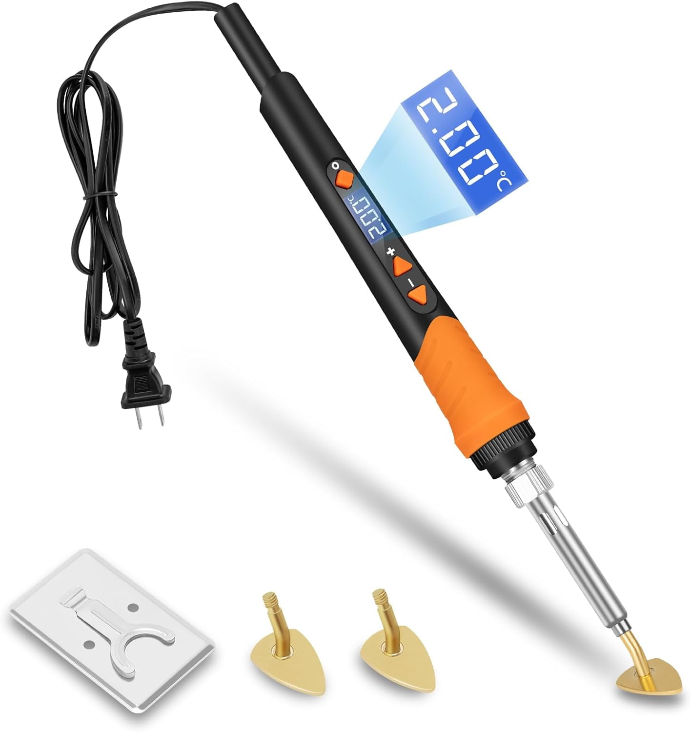 Mini Iron for Crafts, 100W Small Tiny Digital Display Adjustable Temperature Patch Clothes Shoes Sewing and Hats, Portable Lightweight (Orange)