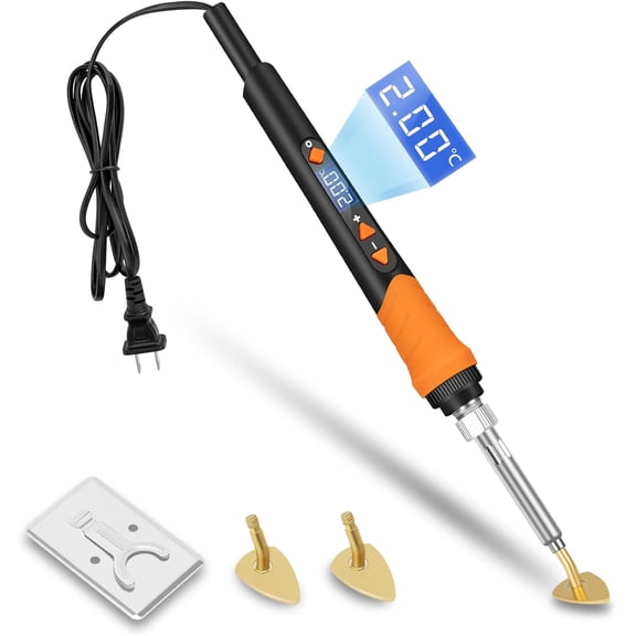 Mini Iron for Crafts, 120W Small Tiny Digital Display Adjustable Temperature Patch Clothes Shoes Sewing and Hats, Portable Lightweight (Orange)