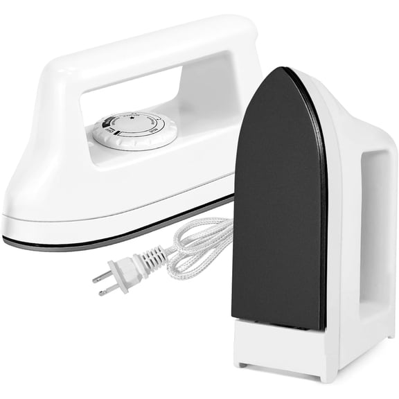 Mini Iron for Crafts and Travel - Electric Heat Press Machine Quilting Sewing (White) 6.49 x 3.74 2.6 Inches