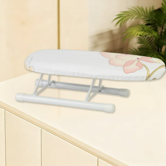 Mini Ironing Board 10.2" Portable Folding Ironing Board Cloth Cover for Collar Cuff Shoulder Corner White