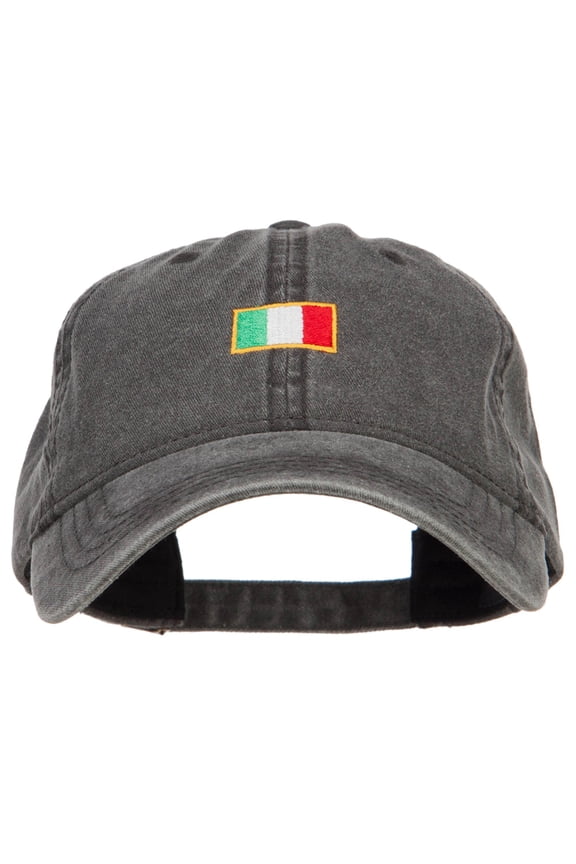Mini Italy Flag Embroidered Washed Cap - Black OSFM