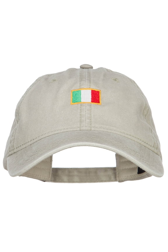 Mini Italy Flag Embroidered Washed Cap - Khaki OSFM